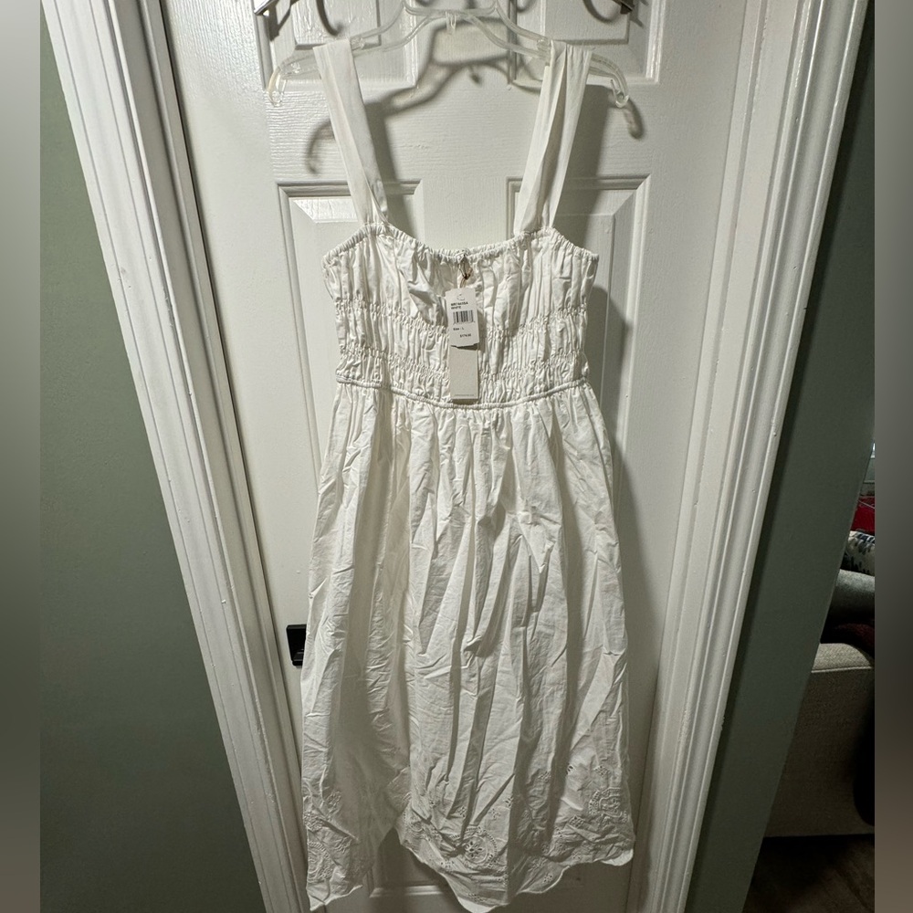 NEW! white moon river midi dress with eyelet detailing